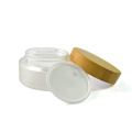 wholesale cosmetic containers face cream use 5g 15g 30g 50g 100g frosted clear glass Jar with bamboo lid